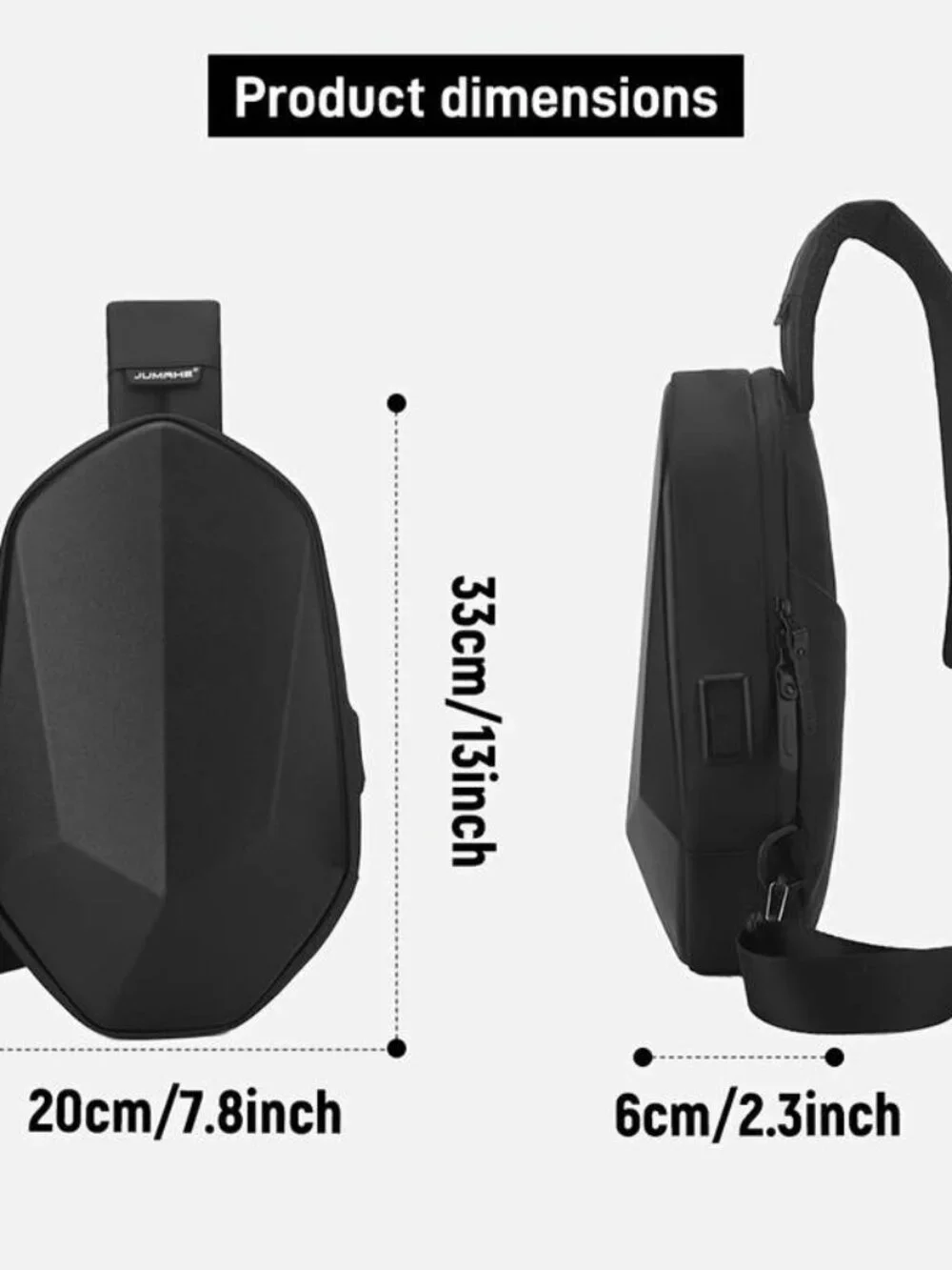 Geometric Hard Shell Chest Bag Crossbody Backpack with USB Port